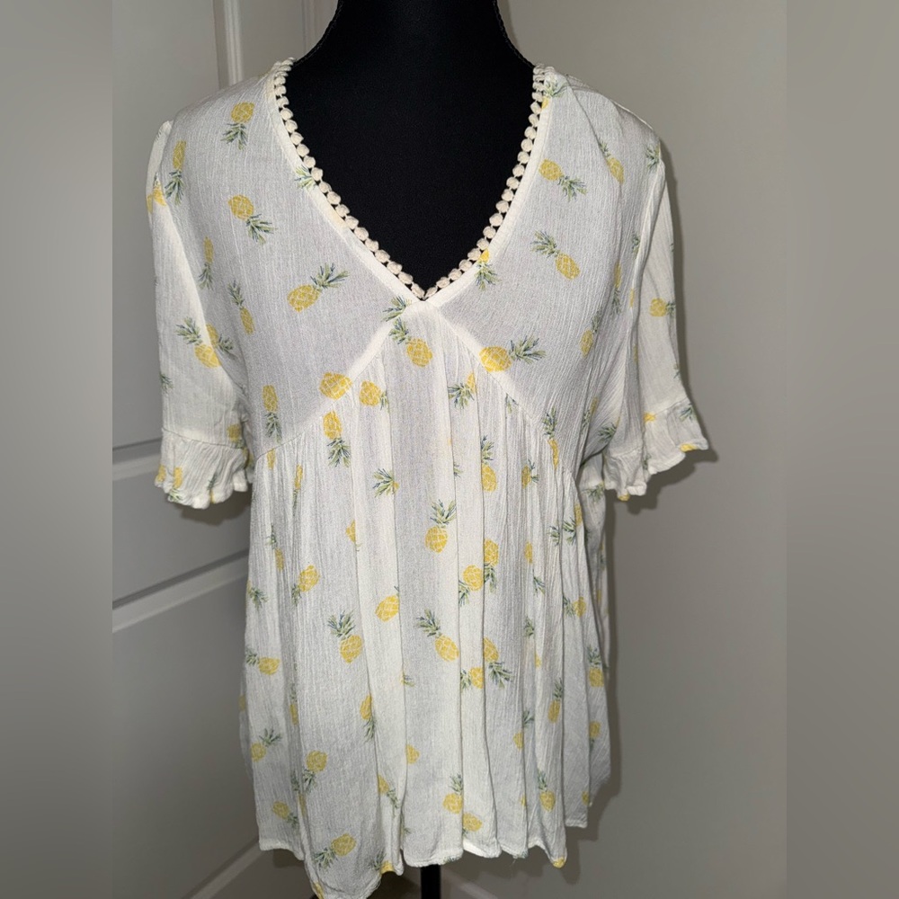 Altar'd State Pineapple Breezy Blouse